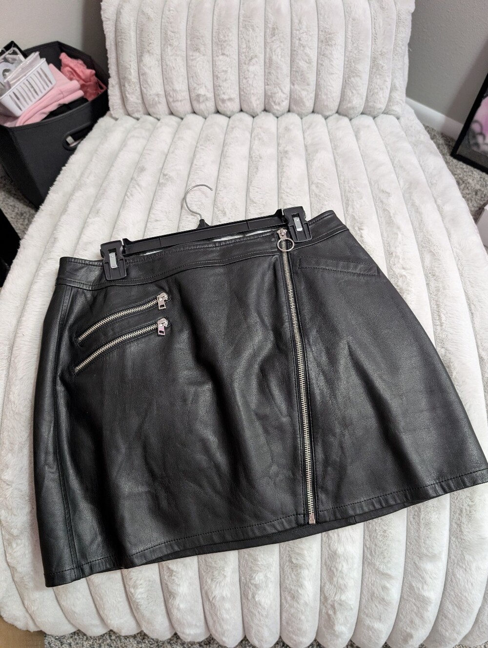 Express Faux Leather Zip-Accent Mini Skirt